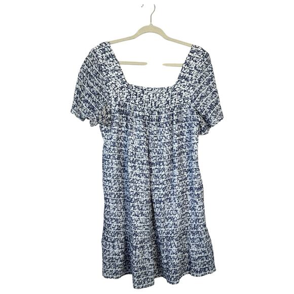 RAILS Valentina Ruffle Hem Crinkle Dress Camellia Print Size Large Navy Floral - Picture 2 of 8